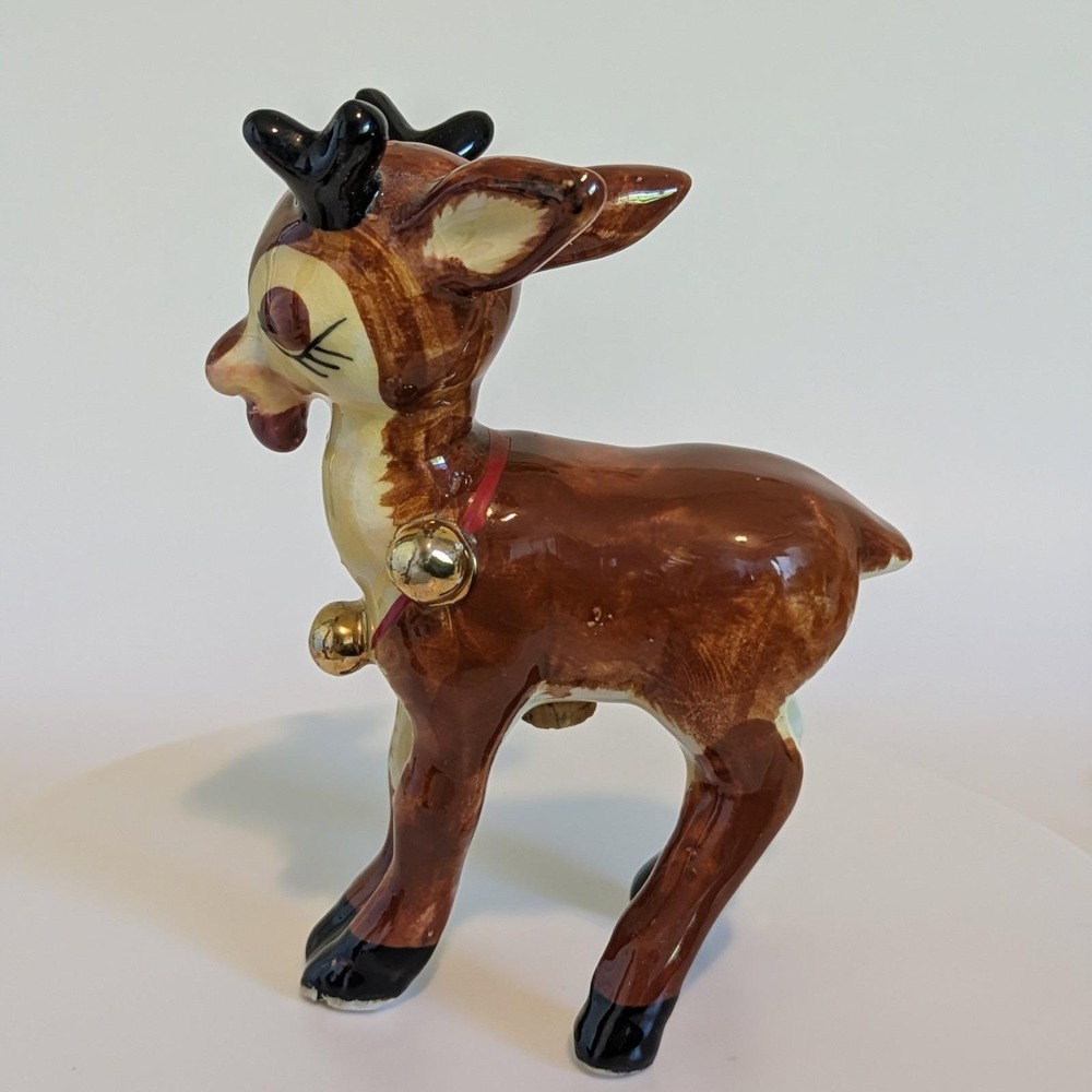 Napco Reindeer Kissing Salt & Peppers Gold Bells Cork‎ Stoppers, Dear & Dearest - Picture 5 of 14